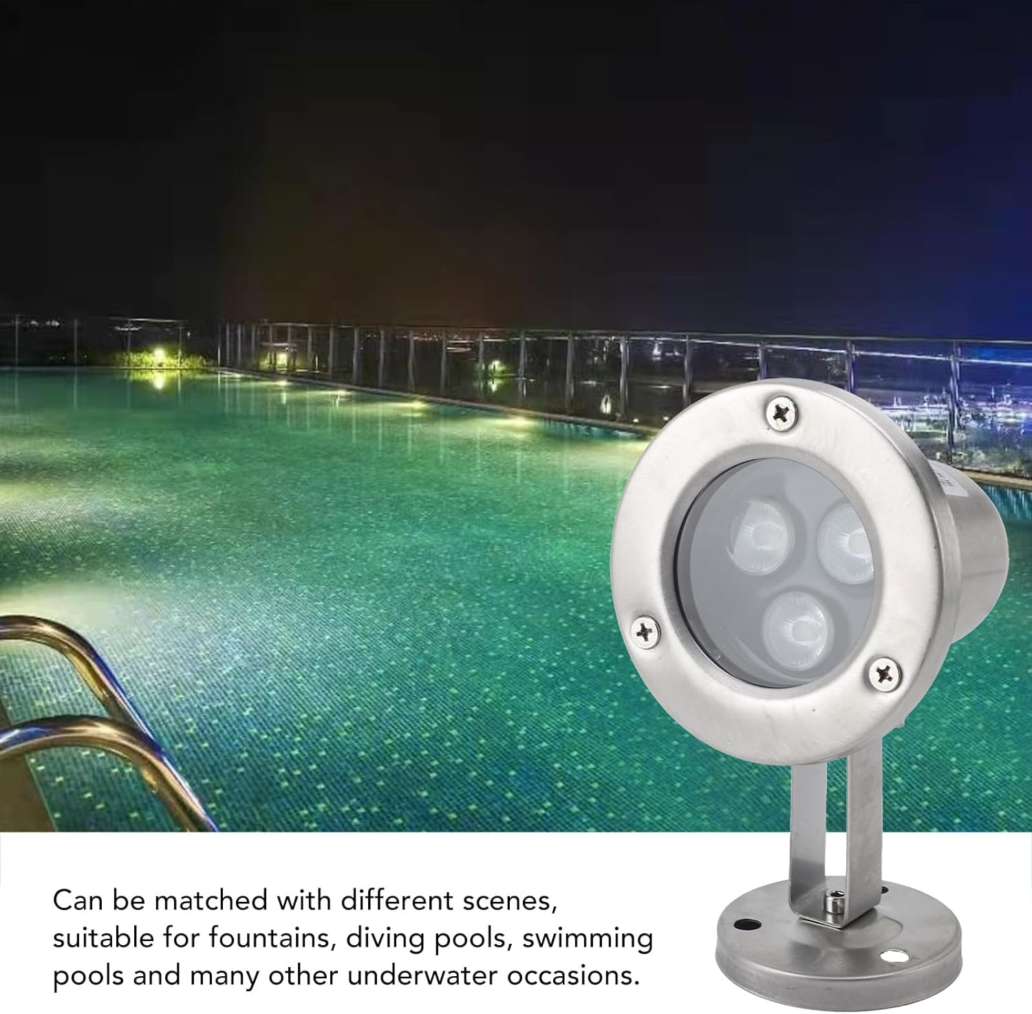 Pond Lights, 3W High Brightness IP68 Waterproof Pond Light, Energy Saving Stainless Steel Submersible Fountain Lights, for Outdoor Garden Pond Fountain (Pure White) - Warm White image number 4