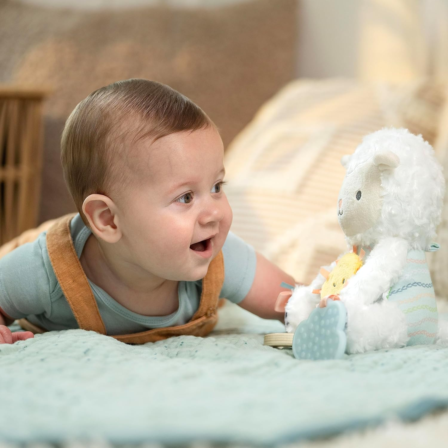 Ingenuity Calm Springs Plush Activity Pal Bpa-Free Cloud Teether, Multi-Texture Fabrics, Sheppy image number 4