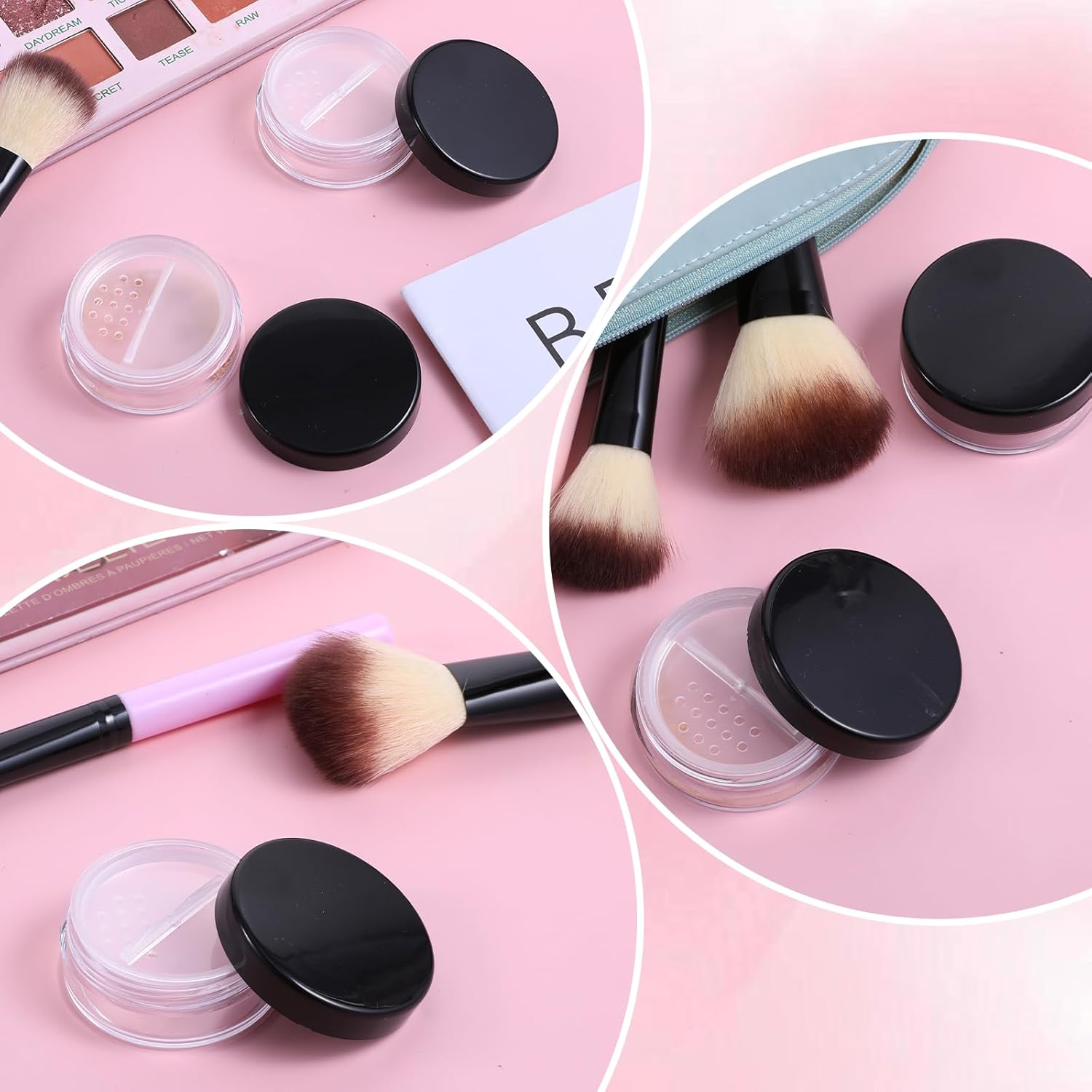 Fdczeyxior 2PCS 10Ml/0.34Oz Black Square Plastic Refillable Loose Powder Container with Rotatable Sifter and Leakproof Screw Lid image number 3