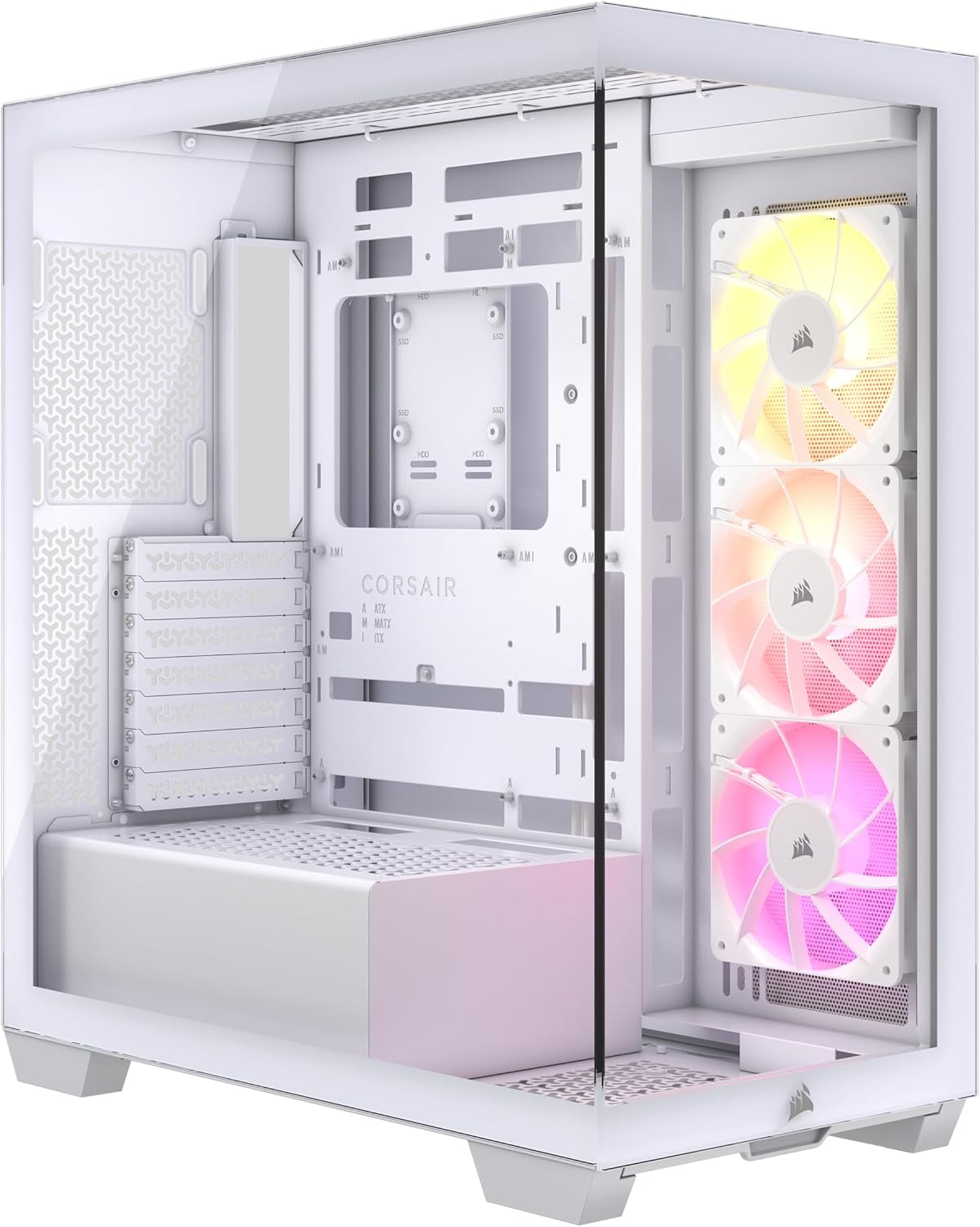 CORSAIR 3500X Mid-Tower ATX PC Case &ndash; Panoramic Tempered Glass &ndash; Reverse Connection Motherboard Compatible &ndash; No Fans Included &ndash; White