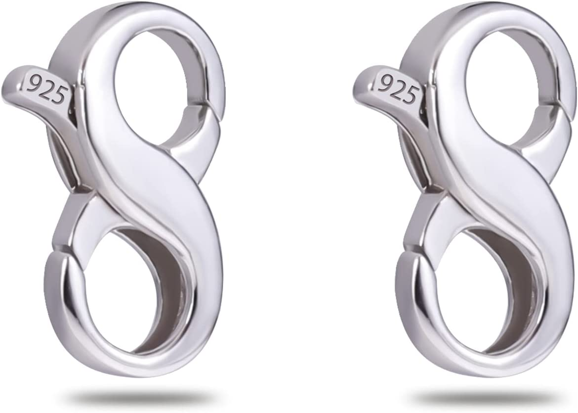 KINBOM 2Pcs Lobster Clasp, Jewelry Clasp Double Opening Lobster Clasp Necklace Shortener 925 Sterling Silver Jewelry Making Supplies Clasp Repair Kit (0.49X0.24Inch) image number 1