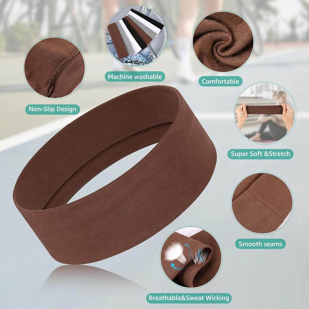 Leanockesa 8 Pack Non-Slip Headbands for Women,Trendy Elastic Hair Bands, Soft Thick Cotton Cloth Headband for Workout, Yoga, Running, Sports and Everyday Use image number 4