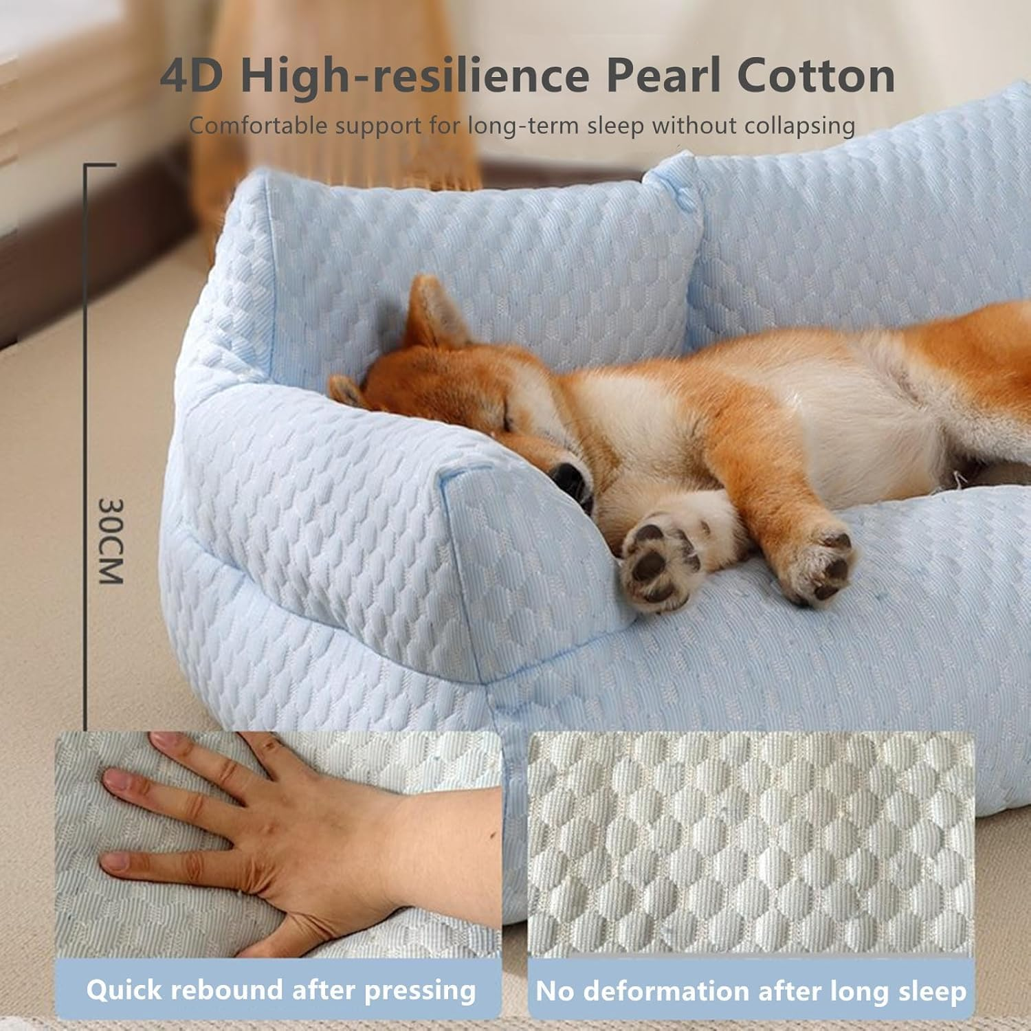 Cooling Pet Bed, Dog Cat Beds for Indoor, Summer Cooling Pet Sofa Bed, Washable Medium Pet Bed for Puppy and Small to Large Kitten with Anti-Slip Bottom, Fits up to 65Lbs Pets image number 4