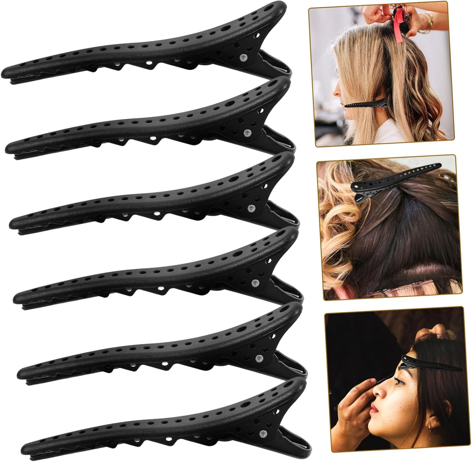 HAKIDZEL 6Pcs Hair Styling Clips Salon Hairdresser Sectioning Clips with Convenient Hole Design for Makeup Durable and Reliable for Various Hairstyles and Hair Types
