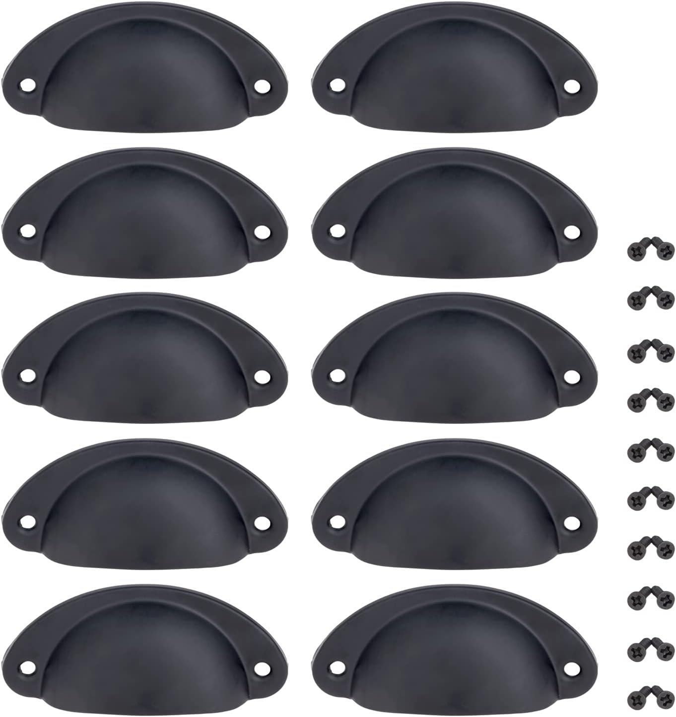 Yetaha Copper Cup Handles, 10PCS Cabinet Cup Pull Handle, Retro Shell Cup Handles, 82X35Mm Vintage Kitchen Cupboard Pulls Furniture Knob with Screws Suitable for Drawer Dresser, Door (Red Copper)