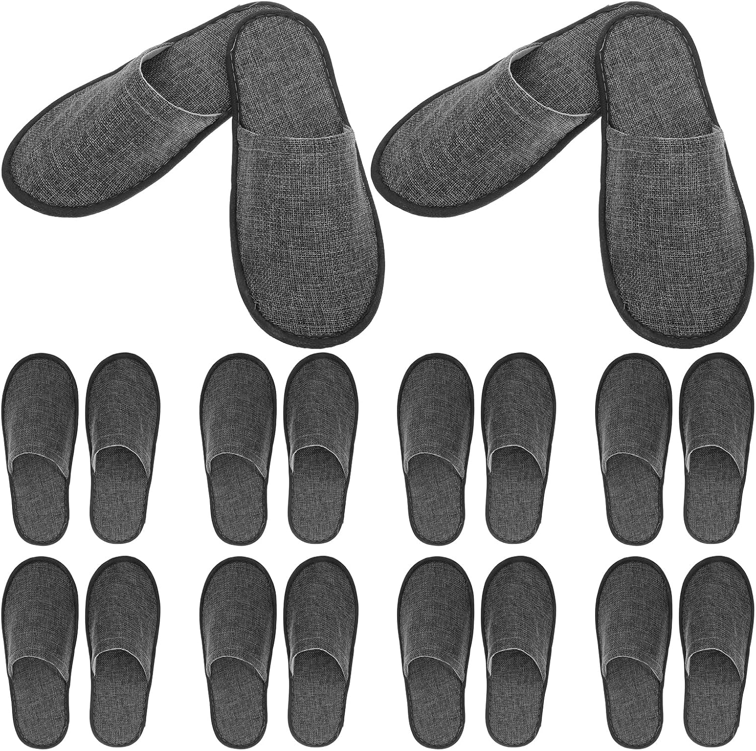 Healifty Slipper SPA Slippers Hotel Disposable Slippers Home Comfortable Slippers Unisex Guest Slippers for Travel Wedding Bridal Party Grey 20Pcs image number 1