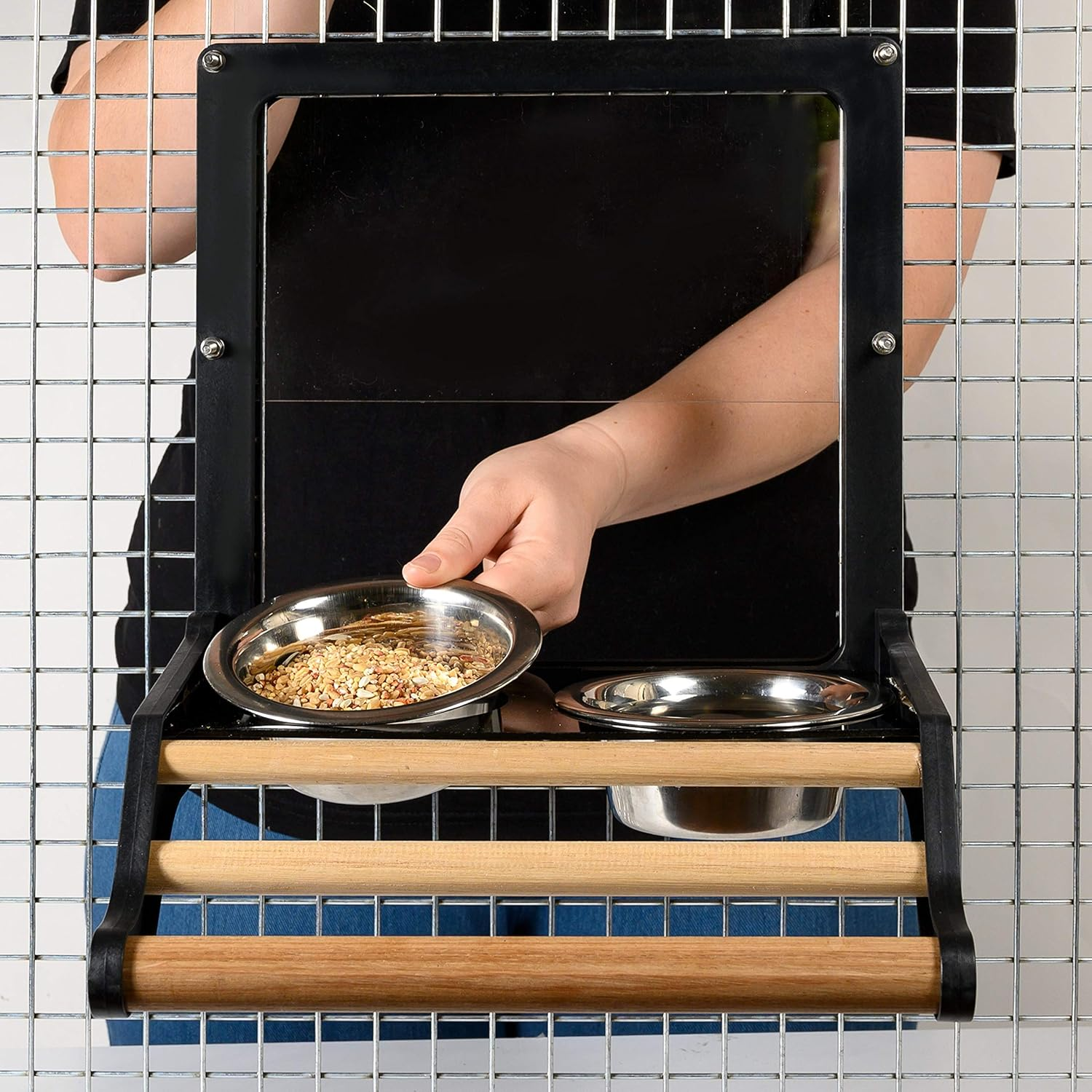 Royal Rooster Stainless Steel Bird Bowls for Cage | Bird Water Dispenser for Cage | 2 Pack Metal Bird Bowls for Parakeet Cockatiel Canary Parrot Budgie Finch Aviary | Bird Water & Seed Dish Feeder