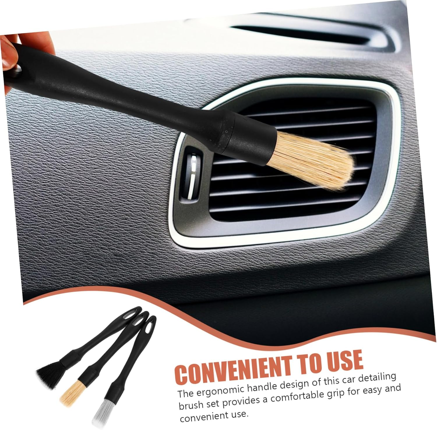 NULYLU Car Detailing Brush Kit 3Pcs Soft Bristle Wheel Rim and Interior Cleaning Brushes Automotive Vehicle Detailing Supplies for Car and Motorcycle Care image number 2