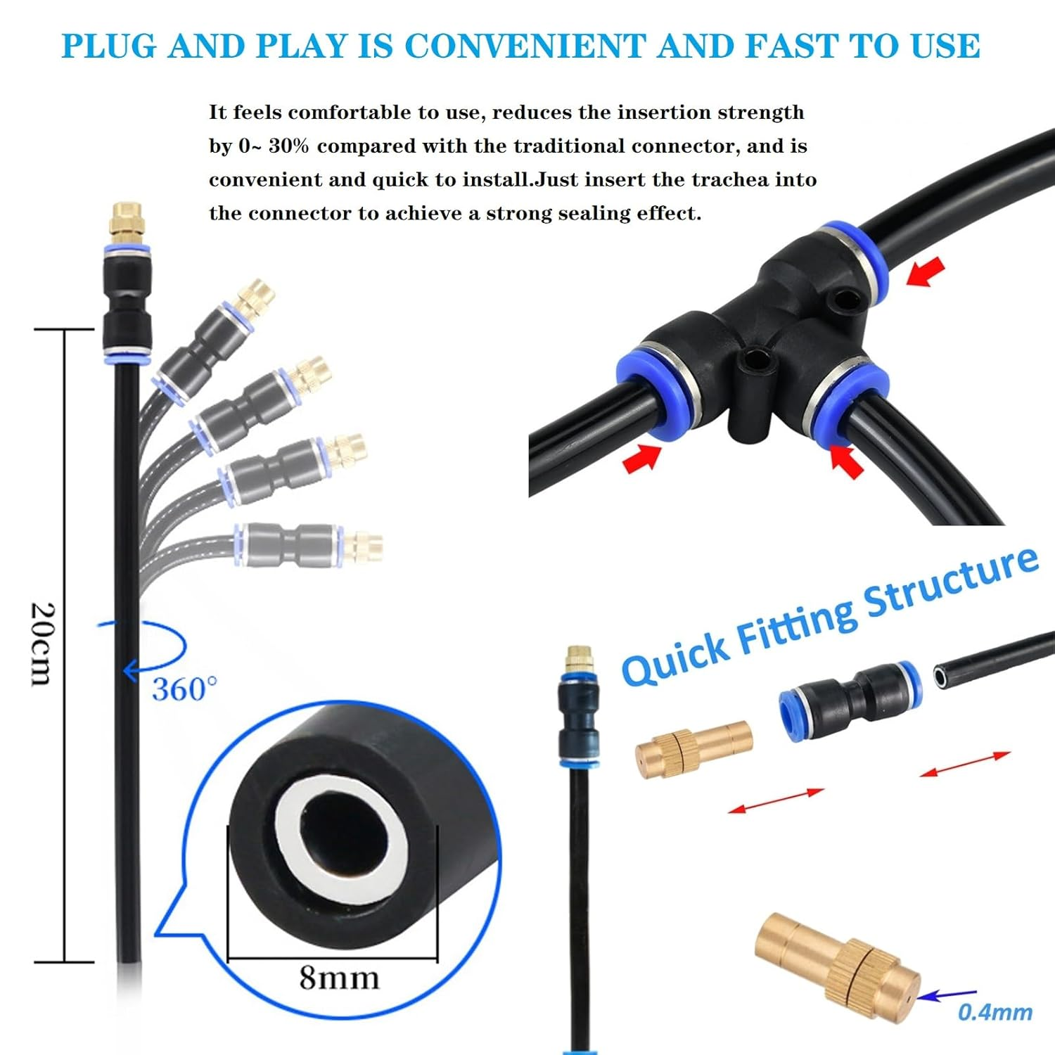 Update 82Ft Irrigation Copper Nozzle System, Automatic Irrigation System with Replaceable 360&deg;Bendable Sprayer,Atomizing Copper Nozzle for Watering System for Garden Plant Lawn Patio and Yard.(20)