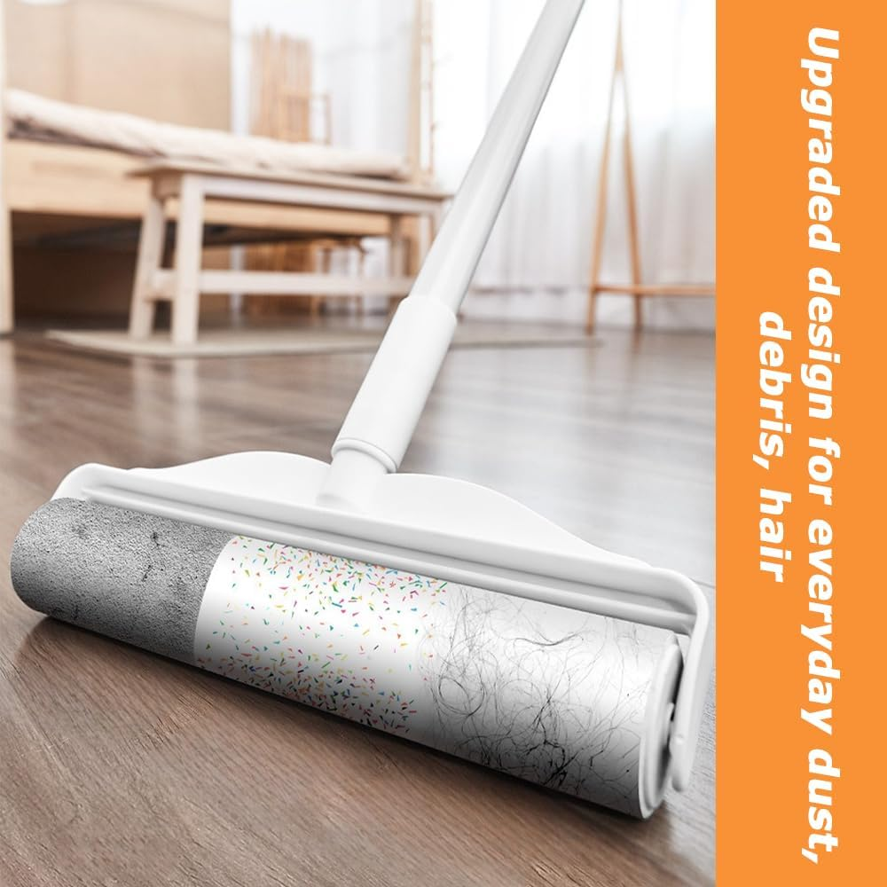 MOTRAIN Extra-Long Handle Sticky Lint Roller, Large Pet Hair Remover for Furniture, Floors & Clothes, Adhesive Refills Included, Reusable for Couches, Curtains, Carpets & Car Seats image number 2