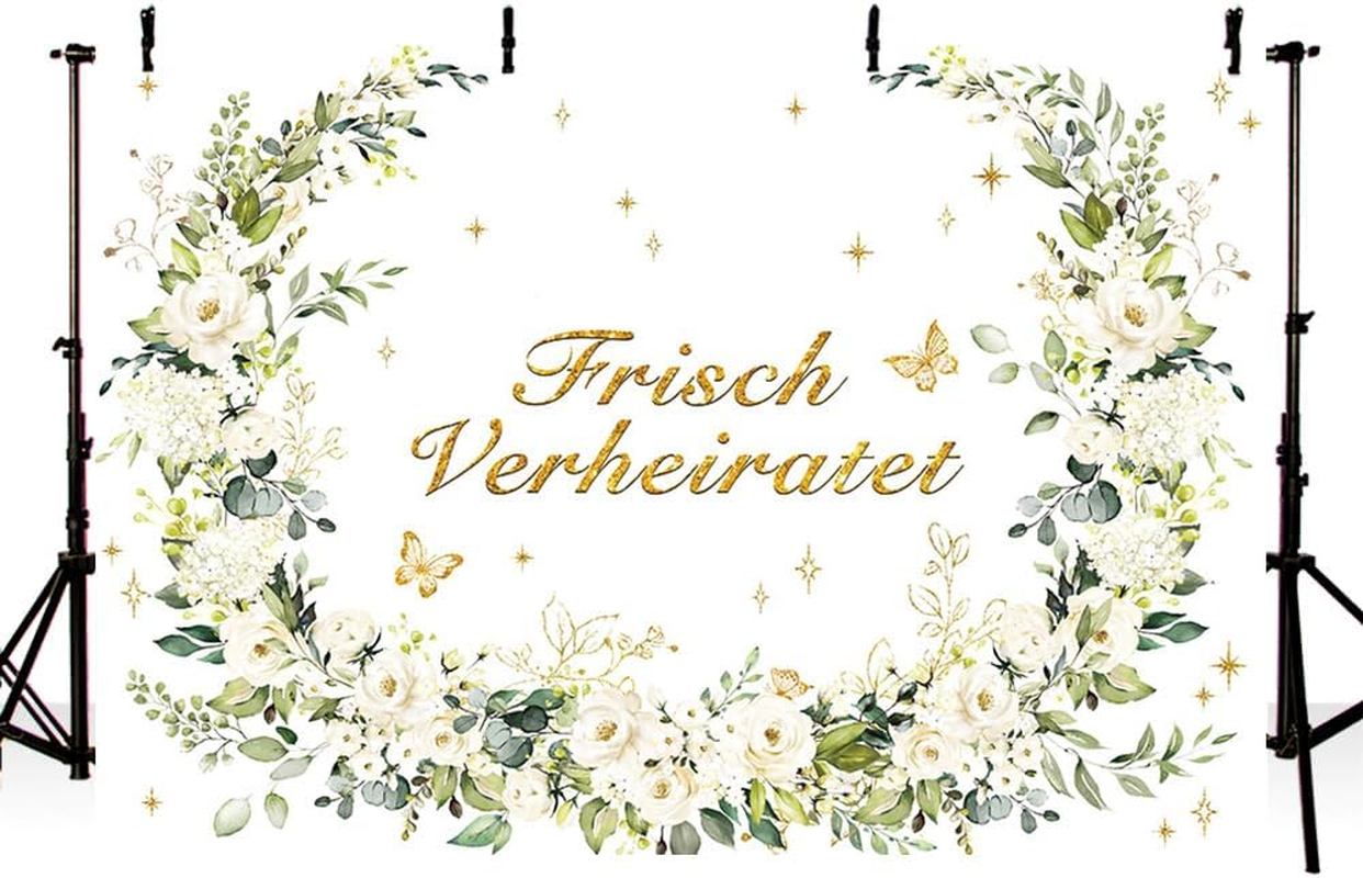 MEHOFOND 2.1 X 1.5 M Newly Married Background White Flowers and Plants Romantic Wedding Decoration Photography Background Banner Indoor Garden Wedding Decoration Couple Photography Props image number 4
