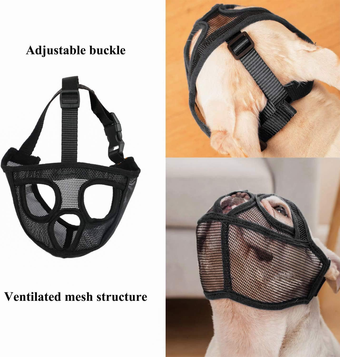 Muzzles Dog Basket Muzzle Short Snout Muzzle Bulldog Pug Basket Muzzle Adjustable Dog Mouth Cover PVC Breathable Cover Dog Mask Prevents Biting Barking