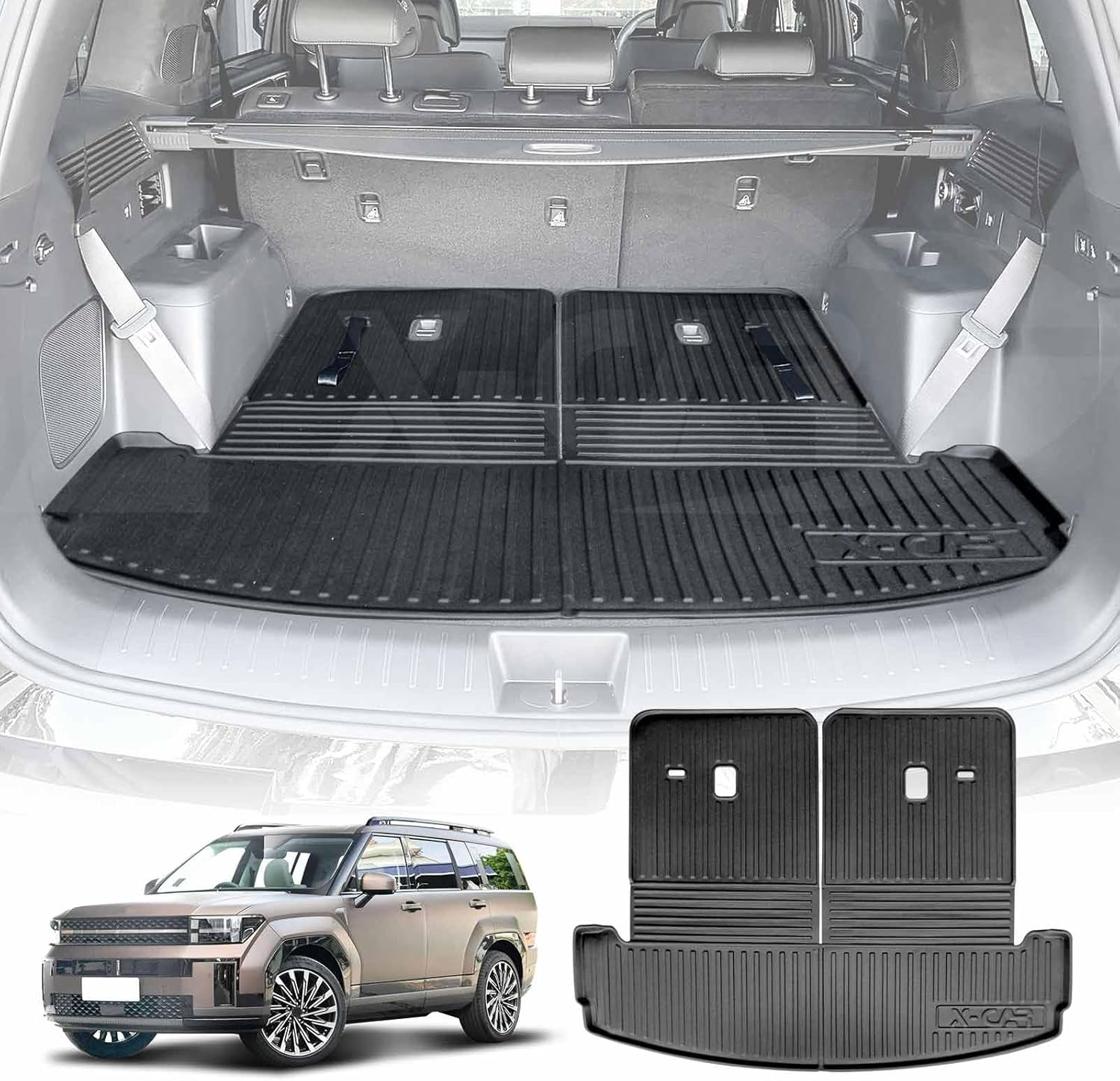 X-CAR 3D All Weather Boot Liner for Hyundai Santafe Santa Fe 6/7 Seater 2024-2025 Heavy Duty Cargo Trunk Cover Mat Luggage Tray image number 2