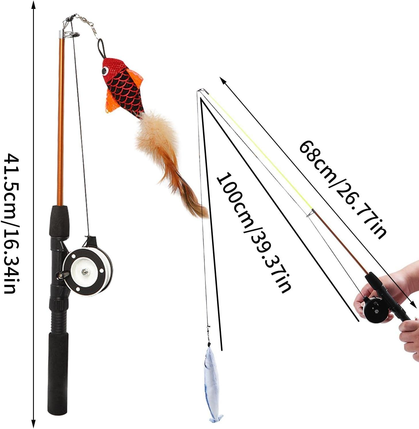 Cat Teaser Toy - Retractable Wand Cat Toy with Adjustment Reel,Funny Cat Teaser Stick Toy, Cat Toys Kitten Toys for Kitten Cat Having Fun Exercise Playing Xiaoguozi image number 6