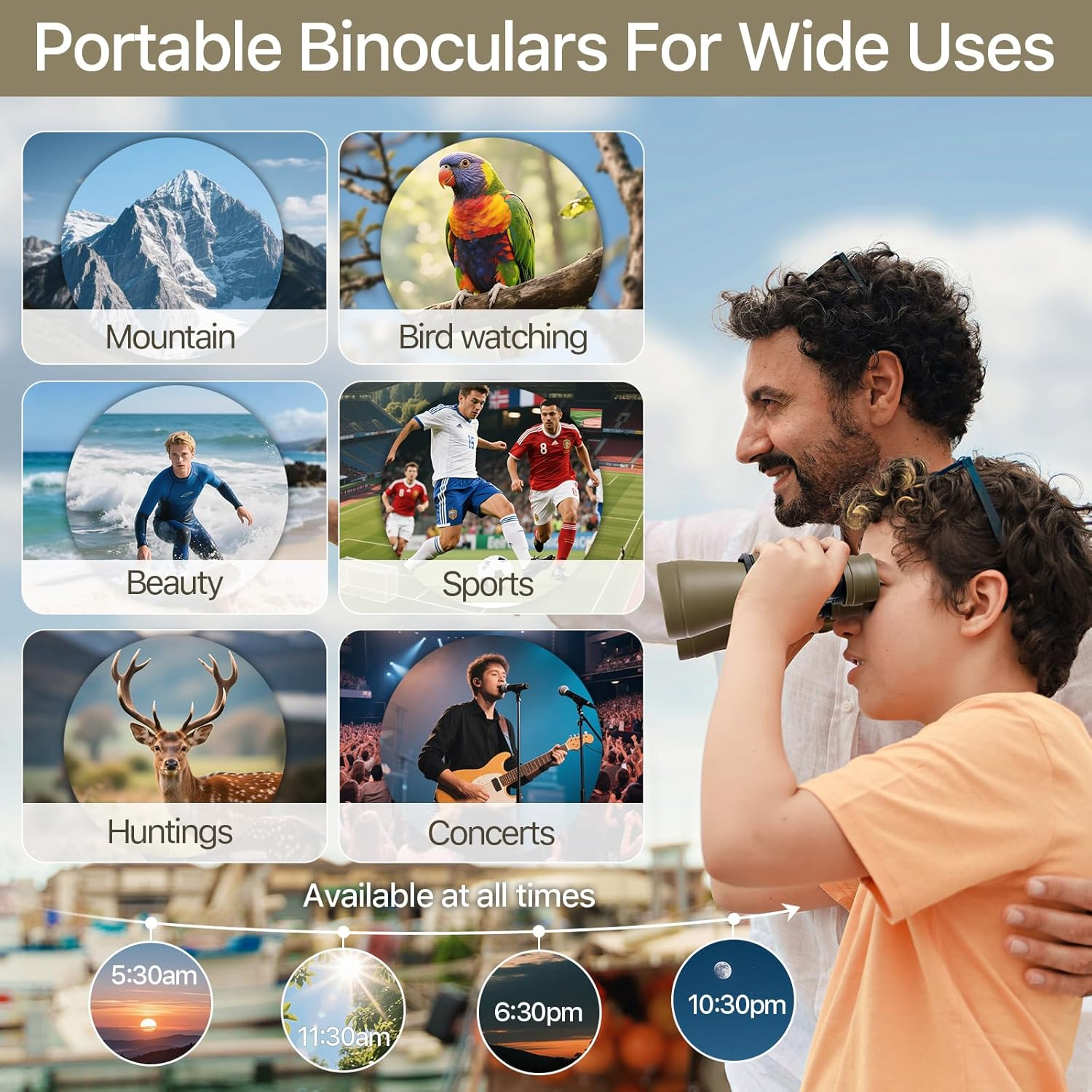 20X50 Military Binoculars for Adults with Smartphone Adapter - Compact Waterproof Tactical Binoculars for Bird Watching Hunting Hiking Concert Travel Theater with BAK4 Prism FMC Lens, Mud image number 1