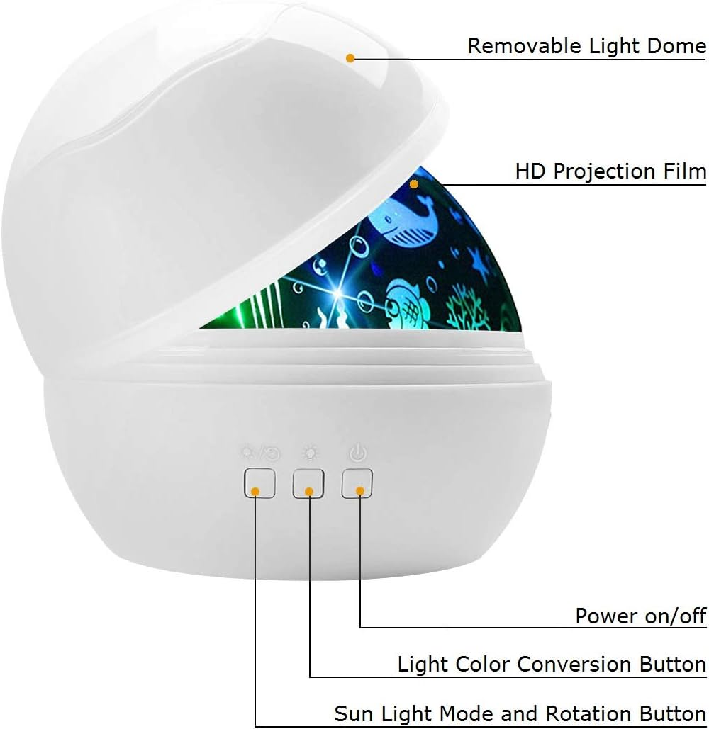 360&deg; Rotating Night Light Star Projector for Kids Room, 2 in 1 Starry Sky and Sea World, Multi Colors Baby Bedroom Ceiling Wall Decor, Best Gift Boys Girls Birthday Festival (Blue)