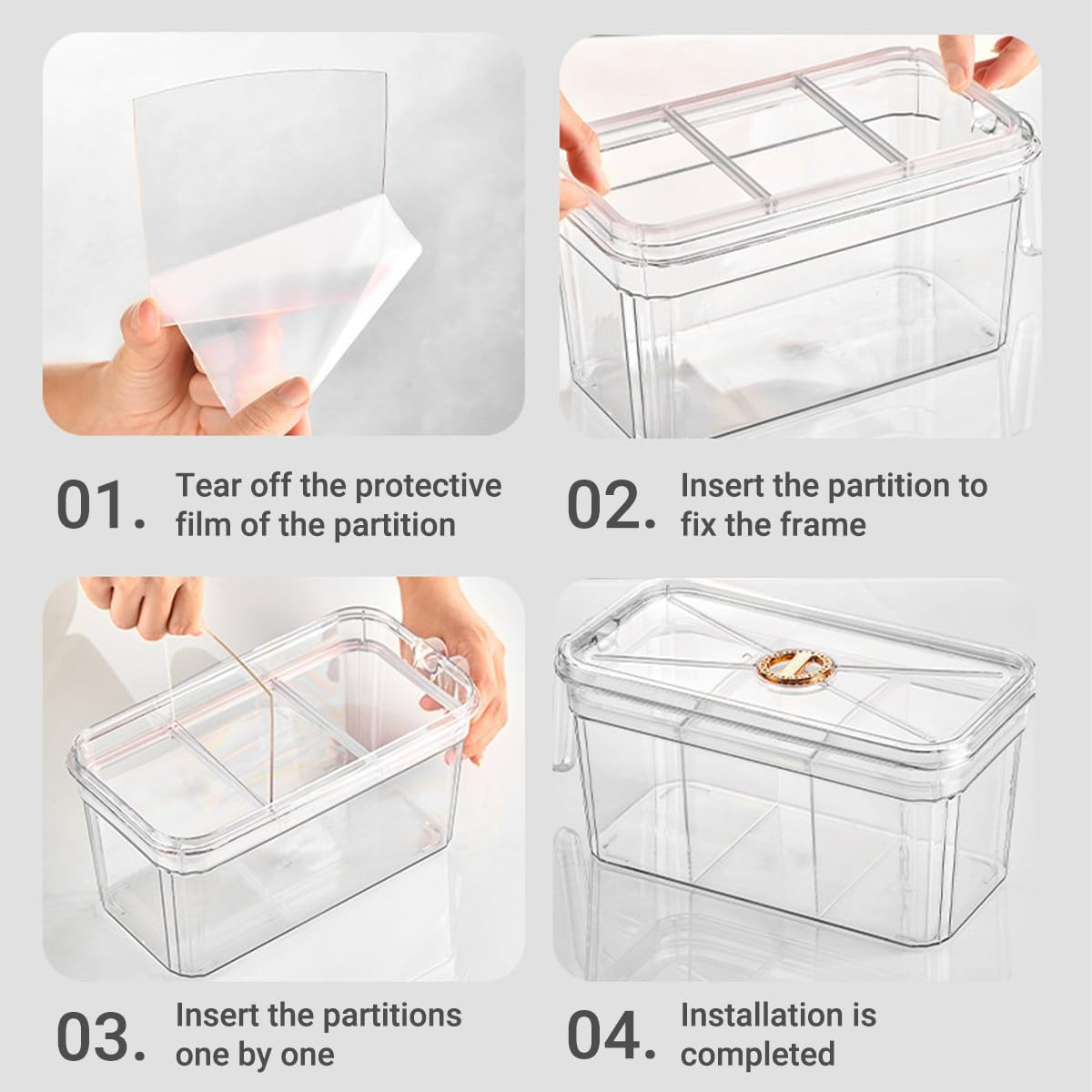 AIMALL Desktop Fish Tank, 9.25 X 5.51 X 5.51 Inch Transparent Mini Aquarium with Lid, Three-Division Design for Betta or Goldfish, Living Room and Office Use image number 1