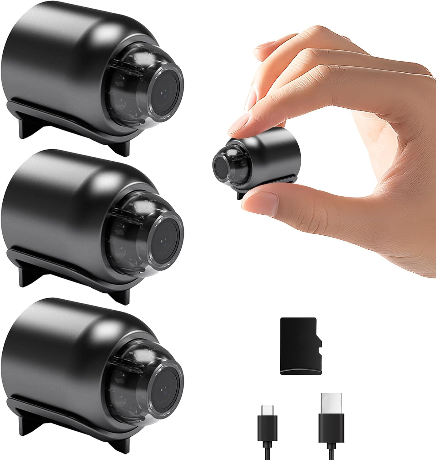 Mini Hidden Camera, Wireless Rechargeable Portable Security Camera, with Night Vision Wifi, Motion Detection, HD 1080P,Compact and Discreet Surveillance for Home, Office, or Travel (3Pcs Charging)