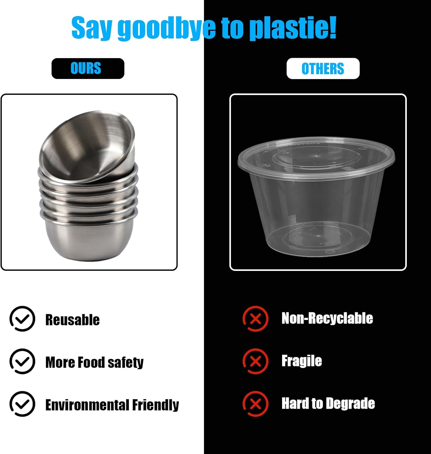 Reusable Sauce Containers for Lunch Box, Small Salad Dressing Containers with Lids, 6X1.7 Oz Suitable for Lunch Boxes, Picnics, Travel Meal Prep and Kitchen Storage image number 3