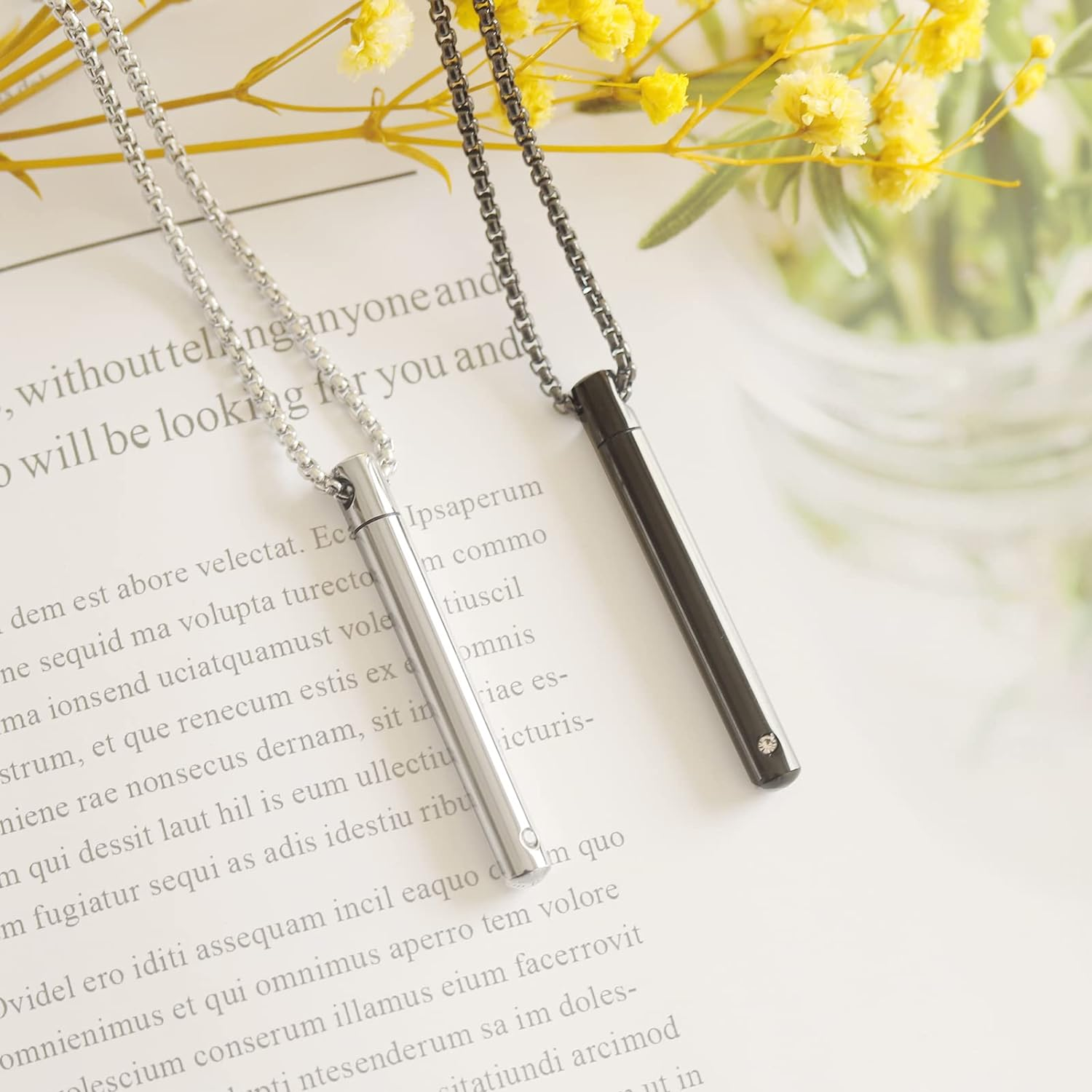 2 Pcs Cremation Necklace for Ashes Urn Necklace for Ashes Stainless Steel Cremation Jewelry Memorial Ash Holder with CZ Necklace image number 6