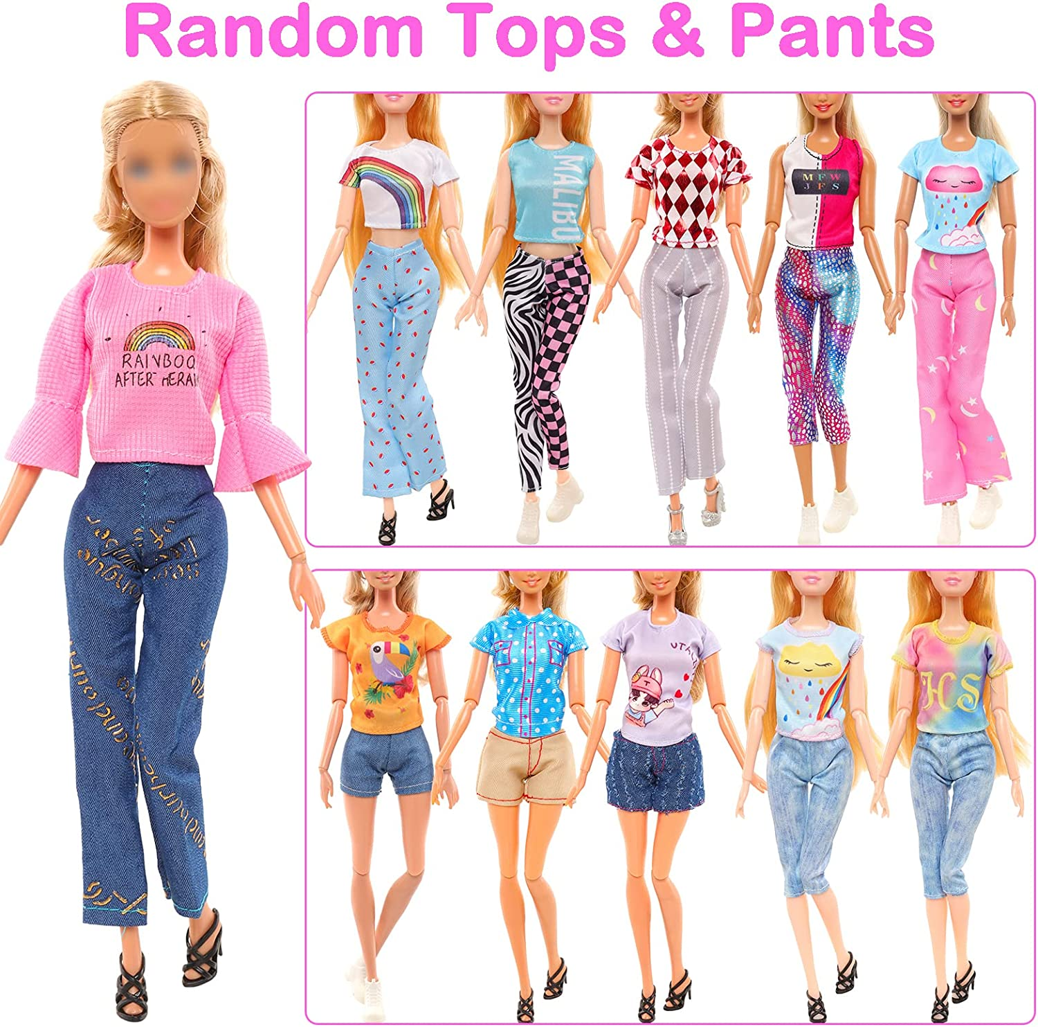 Barwa 11 Clothes Dresses + 10 PCS Shoes + 19 Accessories Selected Randomly for 11.5 Inch 28-30 CM Dolls image number 6