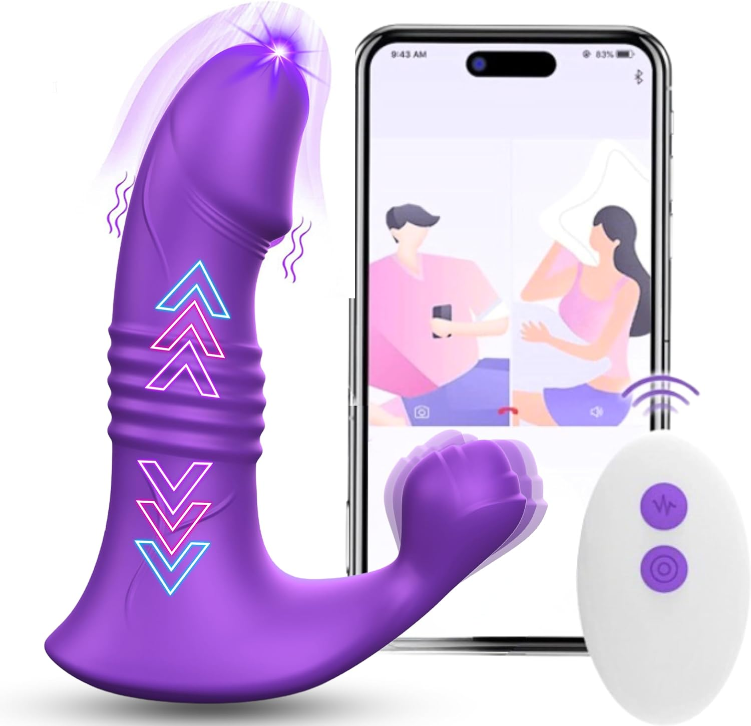 PLEASURE PULSE Thrusting Wearable G Spot Panty Vibrator Dildo Adult Sex Toys for Women, Men & Couples, Dual Motor App & Remote Control Long Distance Fun, Rose Clitoral Stimulation, Prostate Massager
