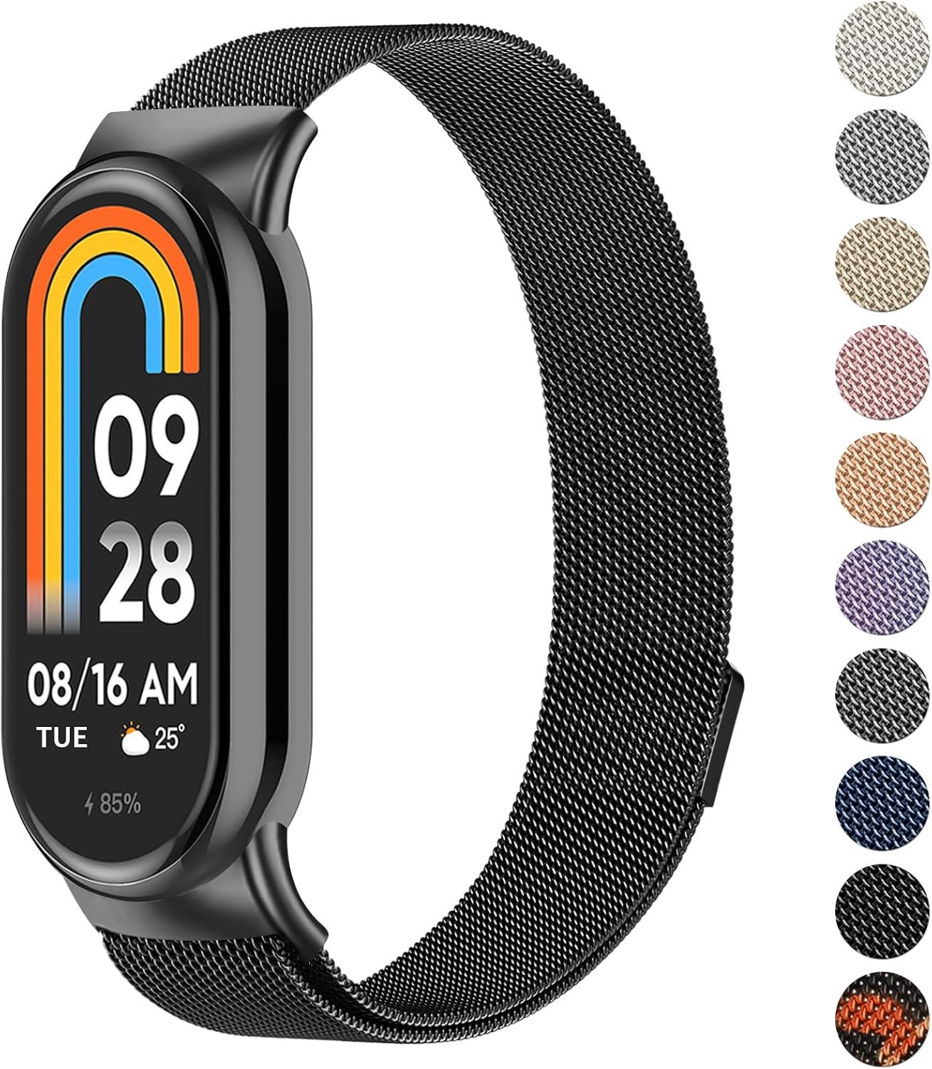 Leonids Metal Bands for Xiaomi Smart Band 10 9 8 Bands, Stainless Steel Mesh Loop Adjustable Wristband Strap for Xiaomi Mi Band 10 9 8 Replacement Wristband Women Men