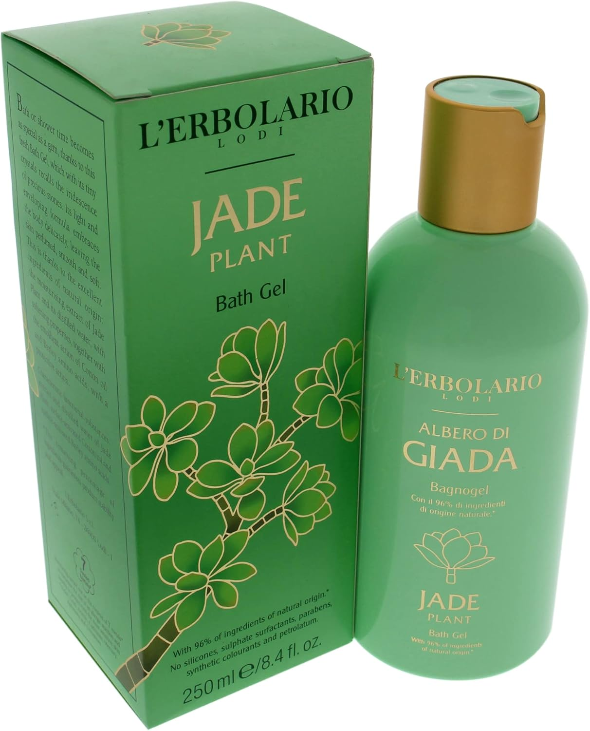 Lerbolario Jade Plant Bath Gel for Unisex, 250 Ml