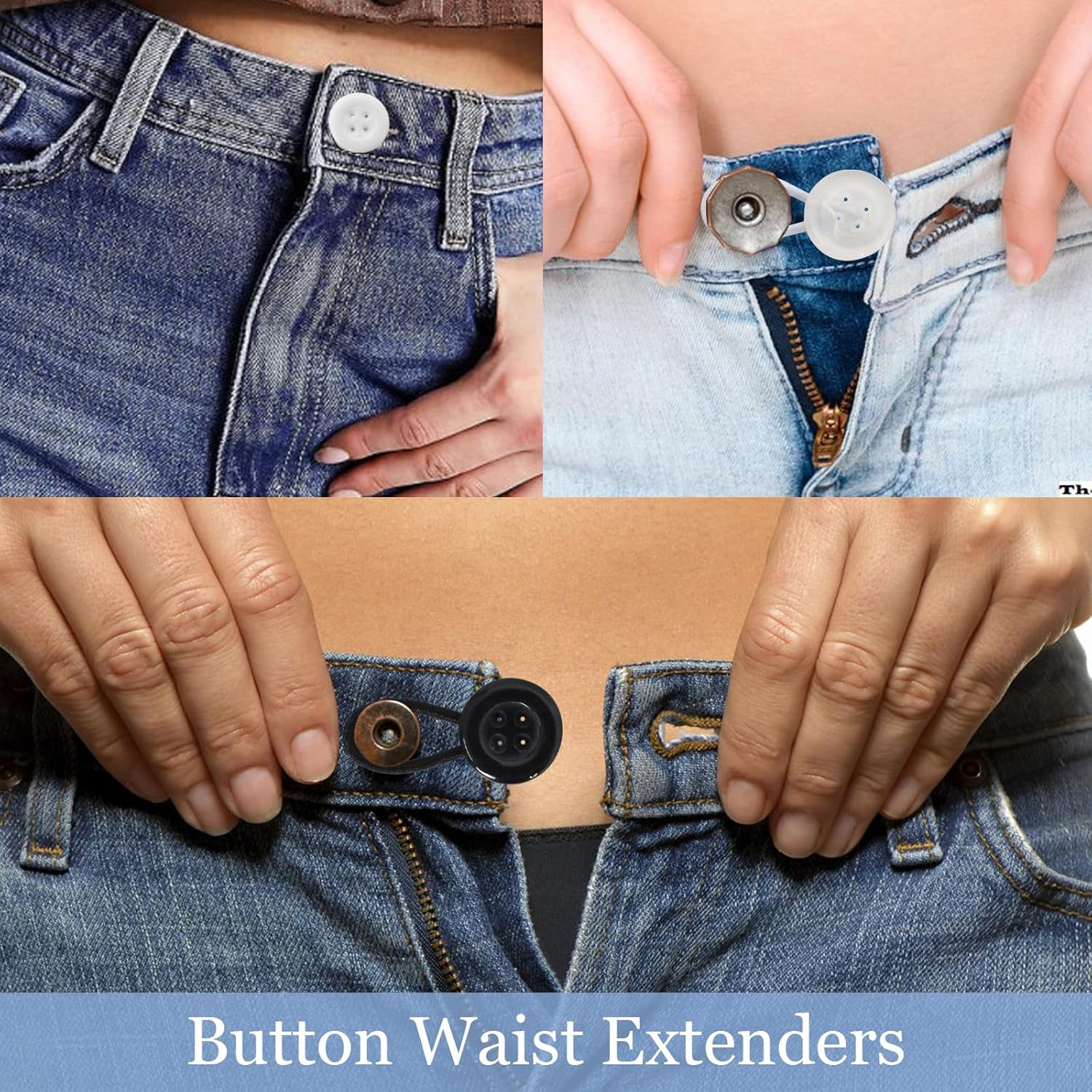 6 Pcs Mixed Color Collar Extenders, Adjustable Elastic Button Extender, Button Extender for Trousers Add Length, Elegant Collar Extenders Elastic Button for Expansion of Collar, Neck, Trousers image number 1