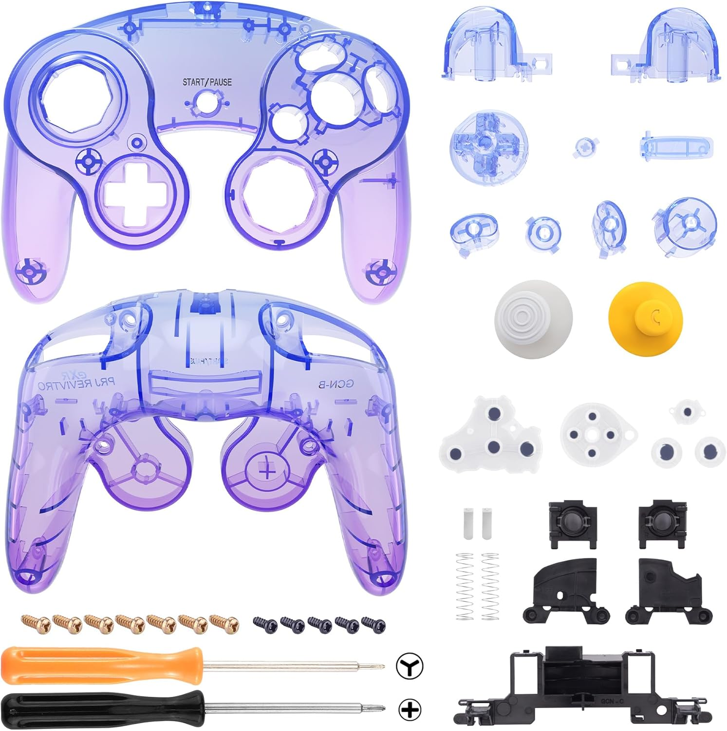 Extremerate Gradient Translucent Bluebell Faceplate Backplate for Nintendo Gamecube Controller, Custom DIY Replacement Housing Shell Cover with Buttons for Nintendo Gamecube Controller - No Controller - Cherry Blossoms Pink image number 2
