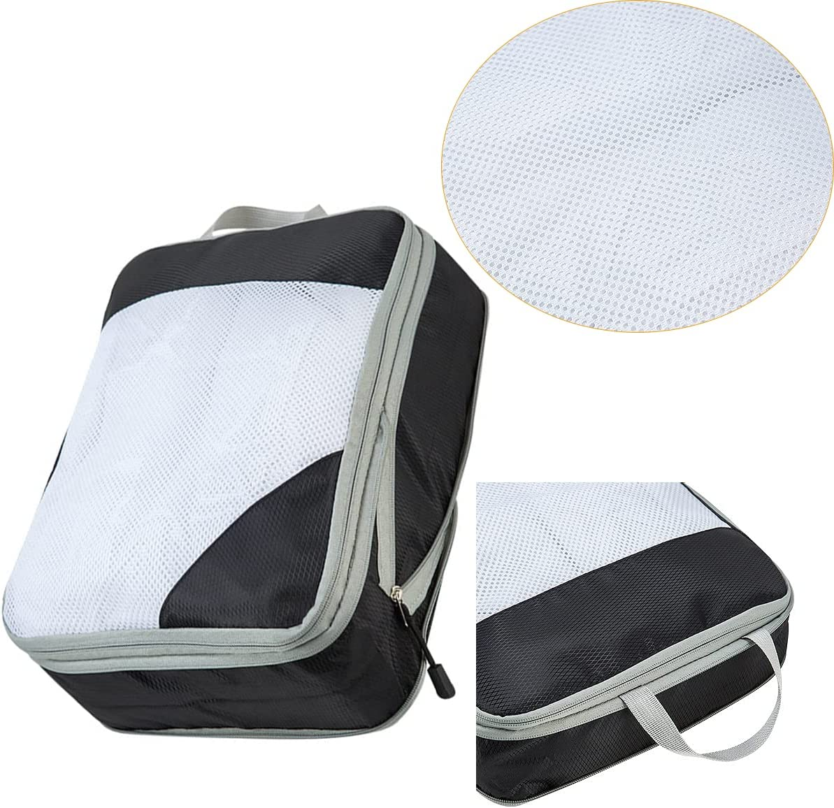 4 Set Compression Packing Cubes for Travel，Ultralight Travel Packing Cubes Set,Travel Gear Accessories (Black) - Dark Blue image number 6