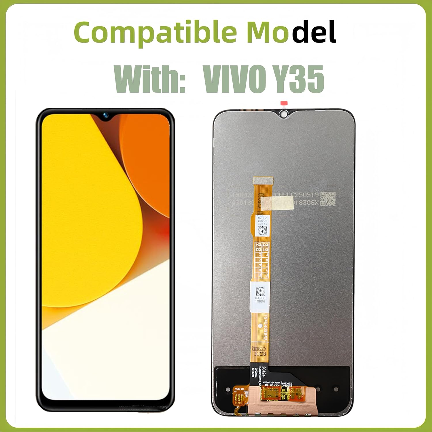 ERYNK LCD Display for Vivo Y35 [With Fingerprints] [6.58 Inch] LCD Display Touch Screen Digitizer with Tool Kit image number 1