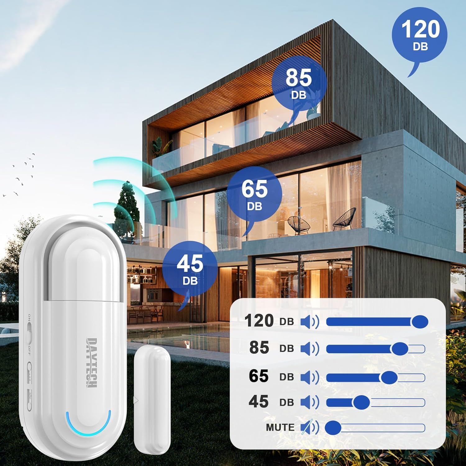 DAYTECH Door Alarm with Remote, 0-120Db Door Alarm Sensor When Opened Window Security Alert with 4 Working Modes for Kids Safety Home Security, 1 Sensor 1 Remote image number 4