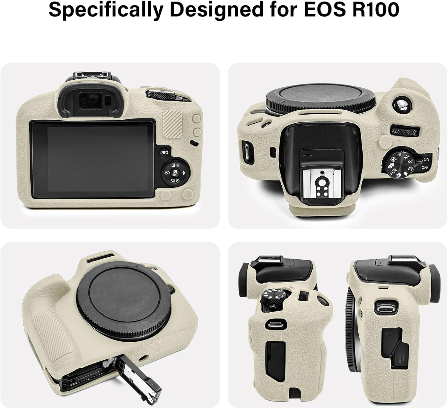 VOVMOEYA EOS R100 Camera Case Accessories Kit - Silicone Protective Case for Canon Eos R100 & LCD Screen Protector for Canon R100[2 Packs] & Camera Hot Shoe Cover for R100 image number 6