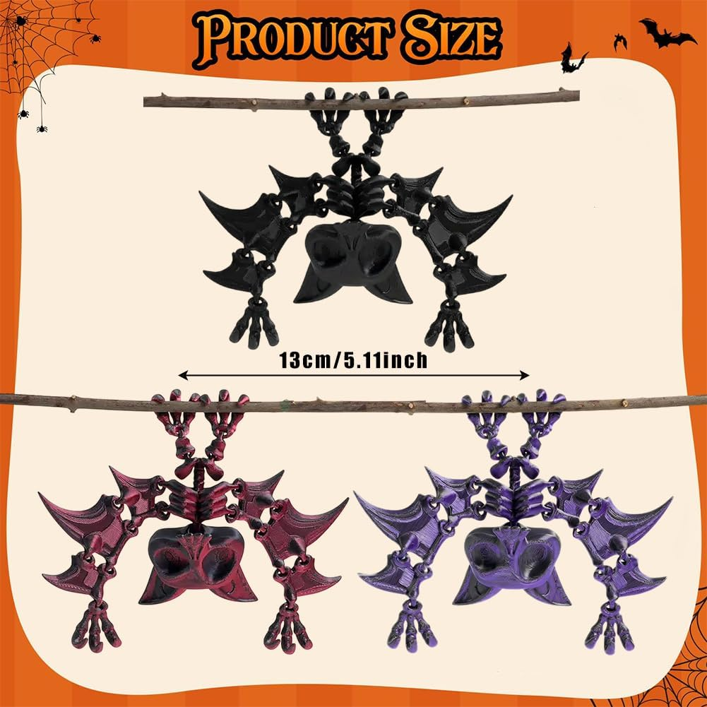Halloween 3D Night Light Bat Model Set of 3 Joint Movable Simulation Bat Halloween Parties Decoration for Window Garden Christmas Tree Home Creative Gifts image number 5