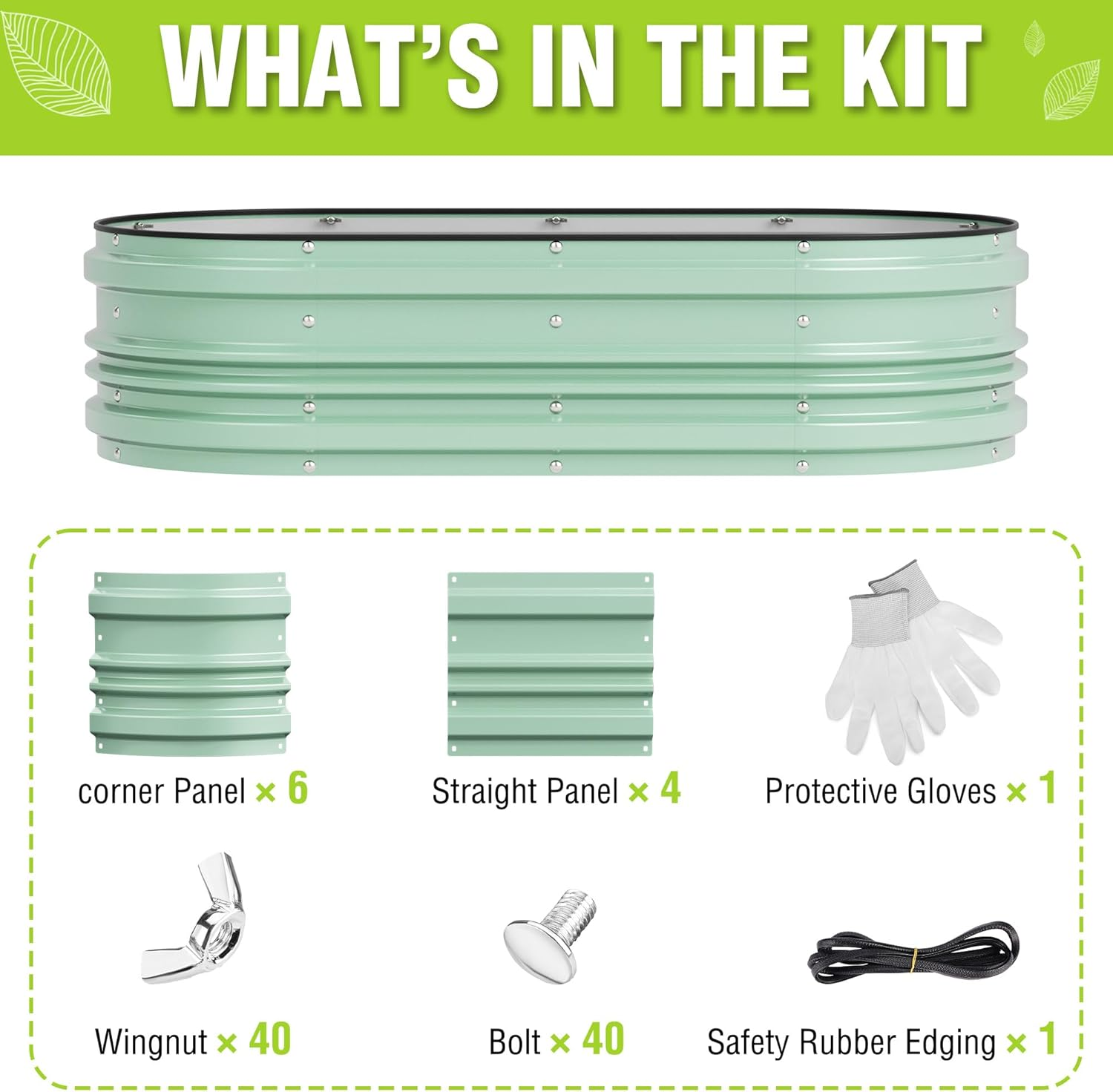 WORKPRO 121&times;61&times;30.5Cm Galvanized Raised Garden Bed Set, Rust & Corrosion Protection, Easy Assembly, Safe Edge, Ideal for Vegetables & Flowers, Green - White image number 2