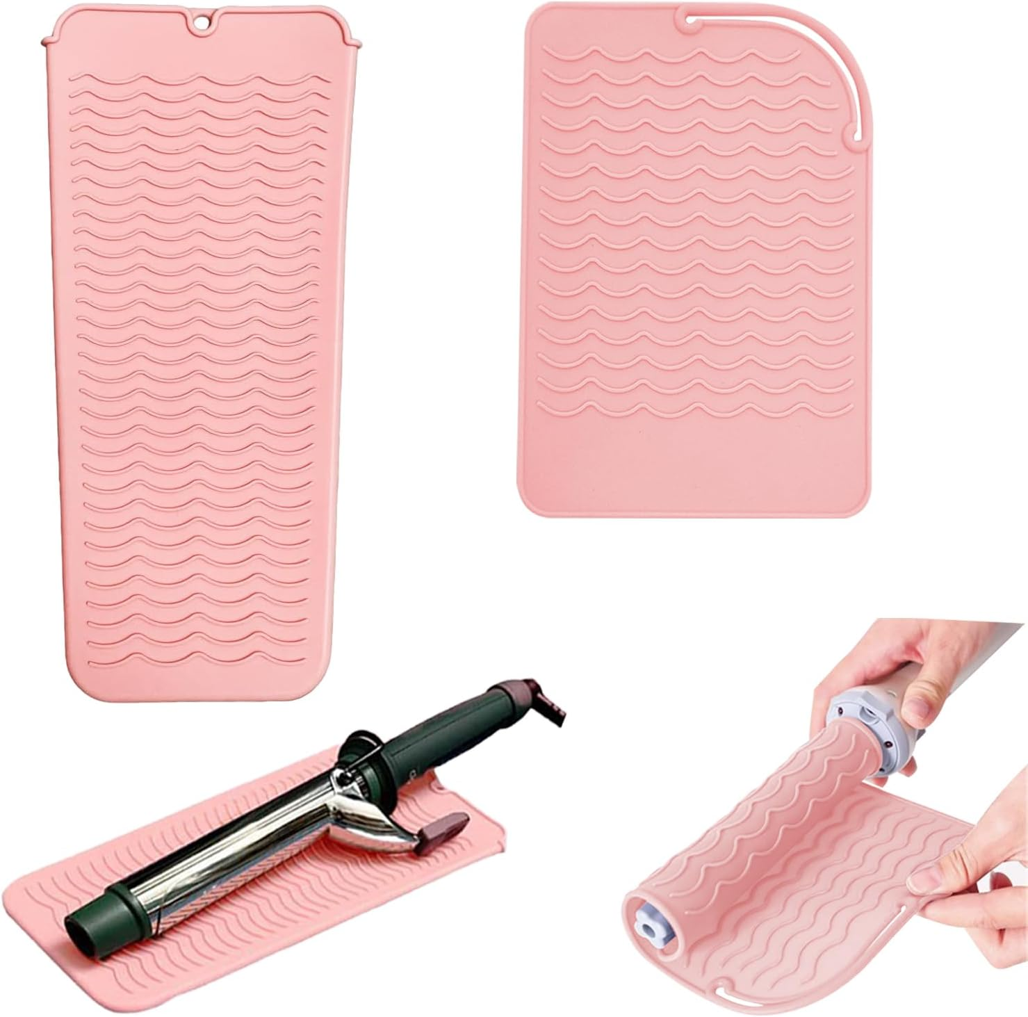 KASESSS Pack of 2 Silicone Mats for Hair Straighteners Curling Irons 2 Sizes Heat Resistant Mat Soft for Straighteners Travel Mat Portable Heat Resistant Mat Bag for Hair Styling Tools image number 2