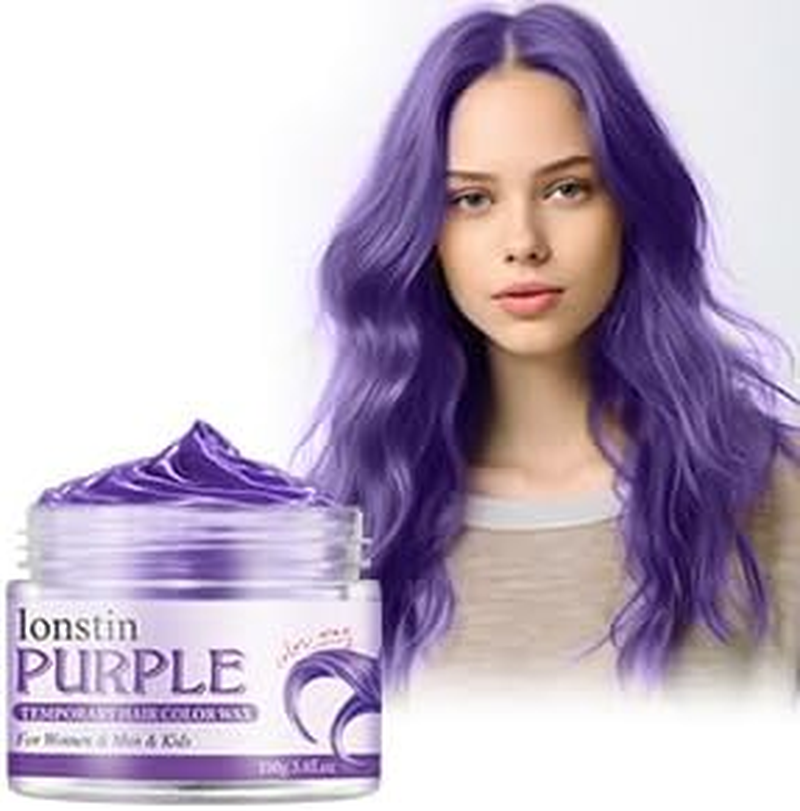 Hair Color Wax, Lonstin Purple Hair Dye Washable Instant Natural Temporary Gel Mud Clay Colour for Men, Women, Teens Cosplay,Party,Masquerade,Halloween image number 5
