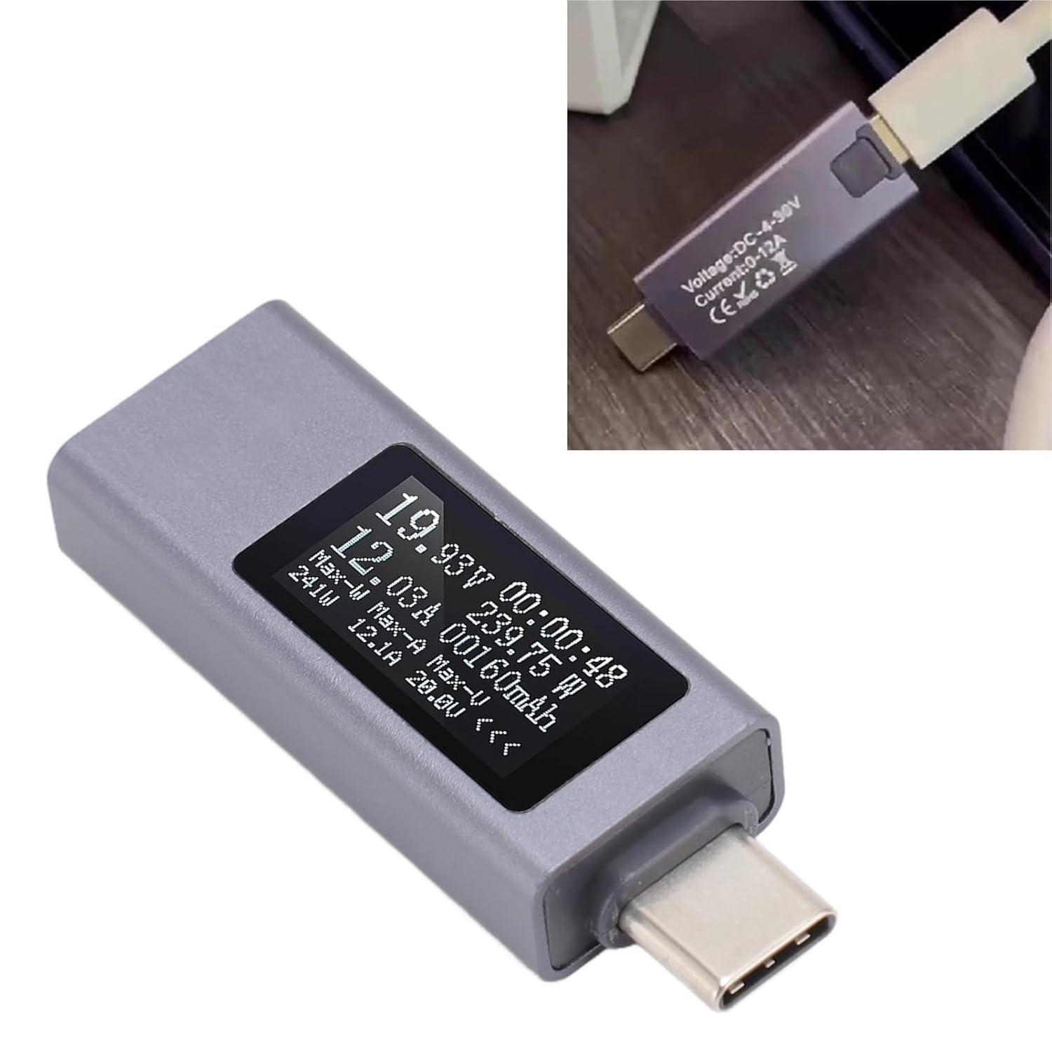 USB Tester Type C Multimeter Voltage Current Meter Power Volt Ammeter DC430V 012A, 0.77In HD Display, Drop Resistant Case, Fast Charge Test Compatibility, Real Time Monitoring image number 1