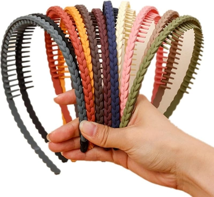 Plastic Headbands with Teeth Headbands, 10Pcs Thin Plastic Headbands with Teeth Thin Non-Slip Headband DIY Hair Bands ,Plastic Headbands with Teeth Skinny Headbands,Plastic Headbands Thin Hair Bands,Color B