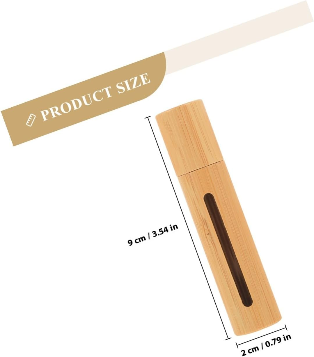 LALADEFIEE 3Pcs 10Ml Bamboo Roll on Bottles for Essential Oils and Perfume Small Empty Travel Roller Bottles with Window Design Refillable Sub for Aromatherapy