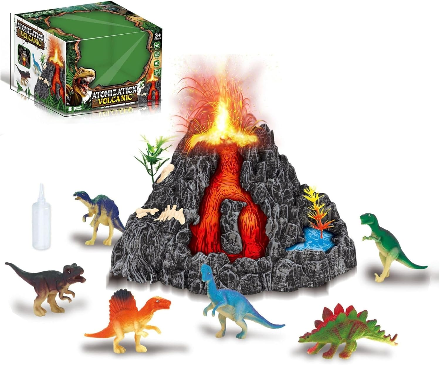 SAFESPROUT Volcano Simulation Education Toy with Dinosaur Figures for Children 3 4 5 6 7 8 9 10 image number 2