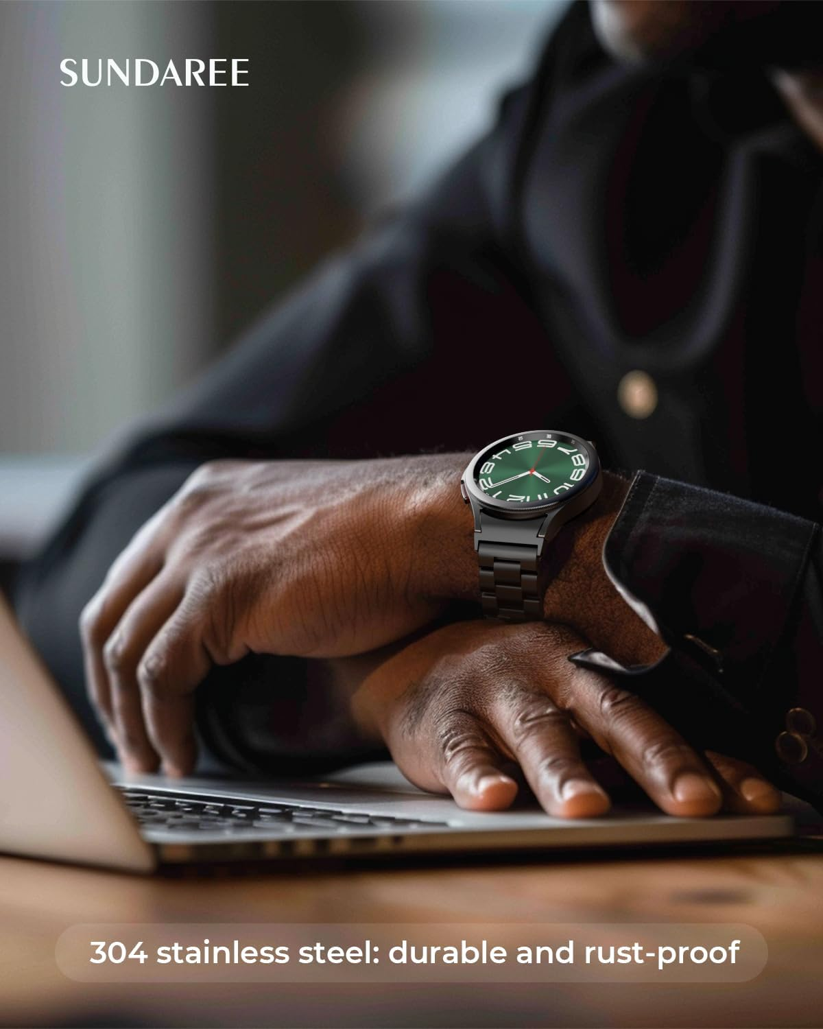 SUNDAREE Band Compatible with Samsung Galaxy Watch 7 FE 6 5 4 44MM 40Mm/Watch 6 4 Classic 47MM 43MM 46MM 42MM/5 Pro 45MM Lte,No Gap Men Women Stainless Steel Metal Replacement Watch Strap,Black image number 4