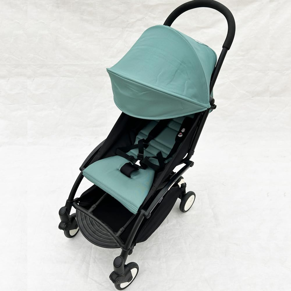 Baby Stroller Seat Cushion and Canopy Compatible with Babyzen YOYO 2 and YOYO+, Pushchair Accessories Replacement Kit, Waterproof Double-Layer Fabric (Aqua Blue) - Coffee Color image number 5