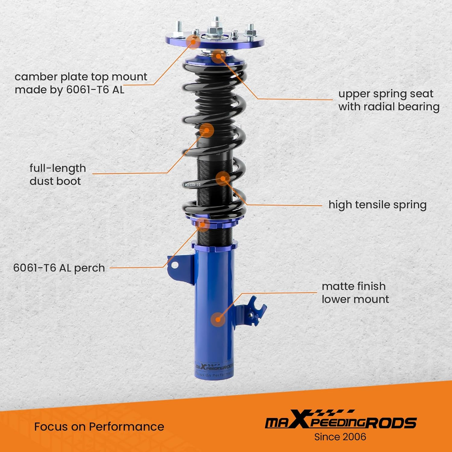 Maxpeedingrods Coilovers for Toyota Camry 1992-2001, for Toyota Avalon 1995-2003, Solara 1999-2003, for Lexus ES300 1992-2001, Height Adjustable Coilovers Suspension Kit, Lowering Kit Blue