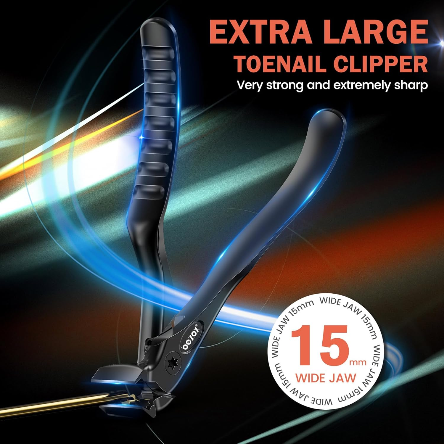 BEZOX Toenail Clippers for Seniors &ndash; Upgraded Long Handled Curved Head Toe Nail Clippers for Thick Nails for Elderly - Black image number 4