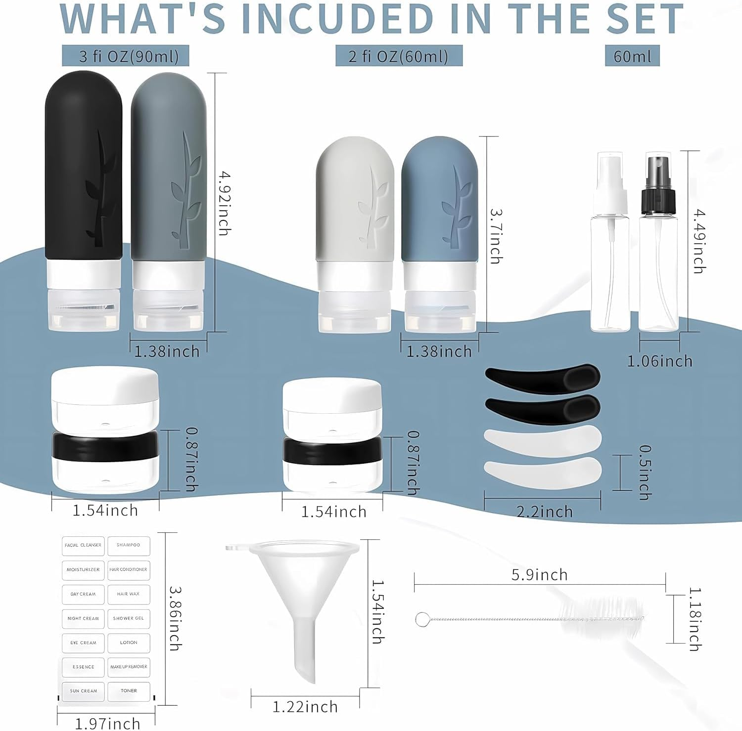 18Pack Travel Bottles for Toiletries TSA Approved Silicone Containers Jar Leak Proof Refillable Liquids Shampoo Conditioner Essentials Toiletry Reusable Accessories Must Have image number 3