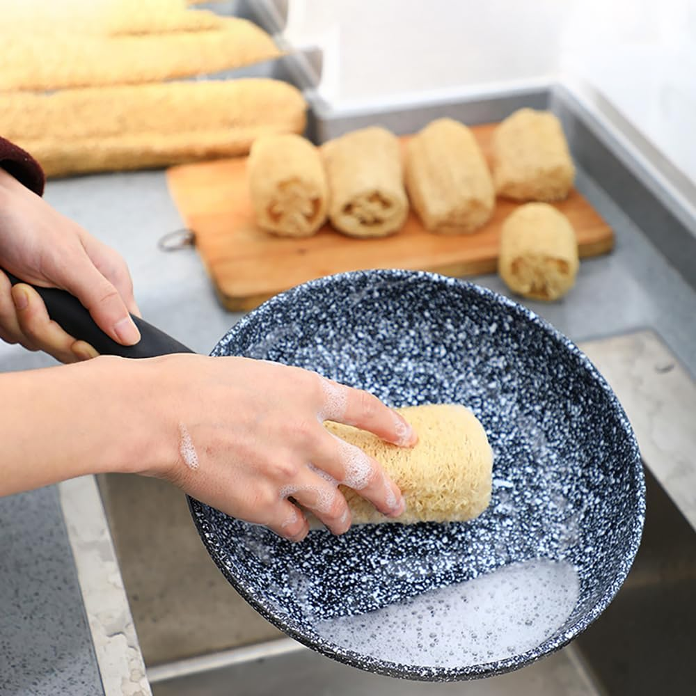 Natural Organic Loofah Sponge for Cookware, Kitchen, Bathtub and Body, Handmade Luffa Fiber, Biodegradable, Compostable & No Smell (Natural Beige, Cylinder) image number 3