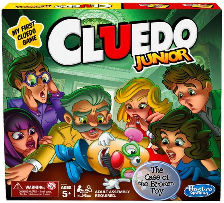 Hasbro Cluedo Junior - Classic Mystery Board Game for Younger Kids - Case of the Broken Toy - 2-6 Players - Kids Board Games and Toys for Kids - Boys and Girls - Ages 5+