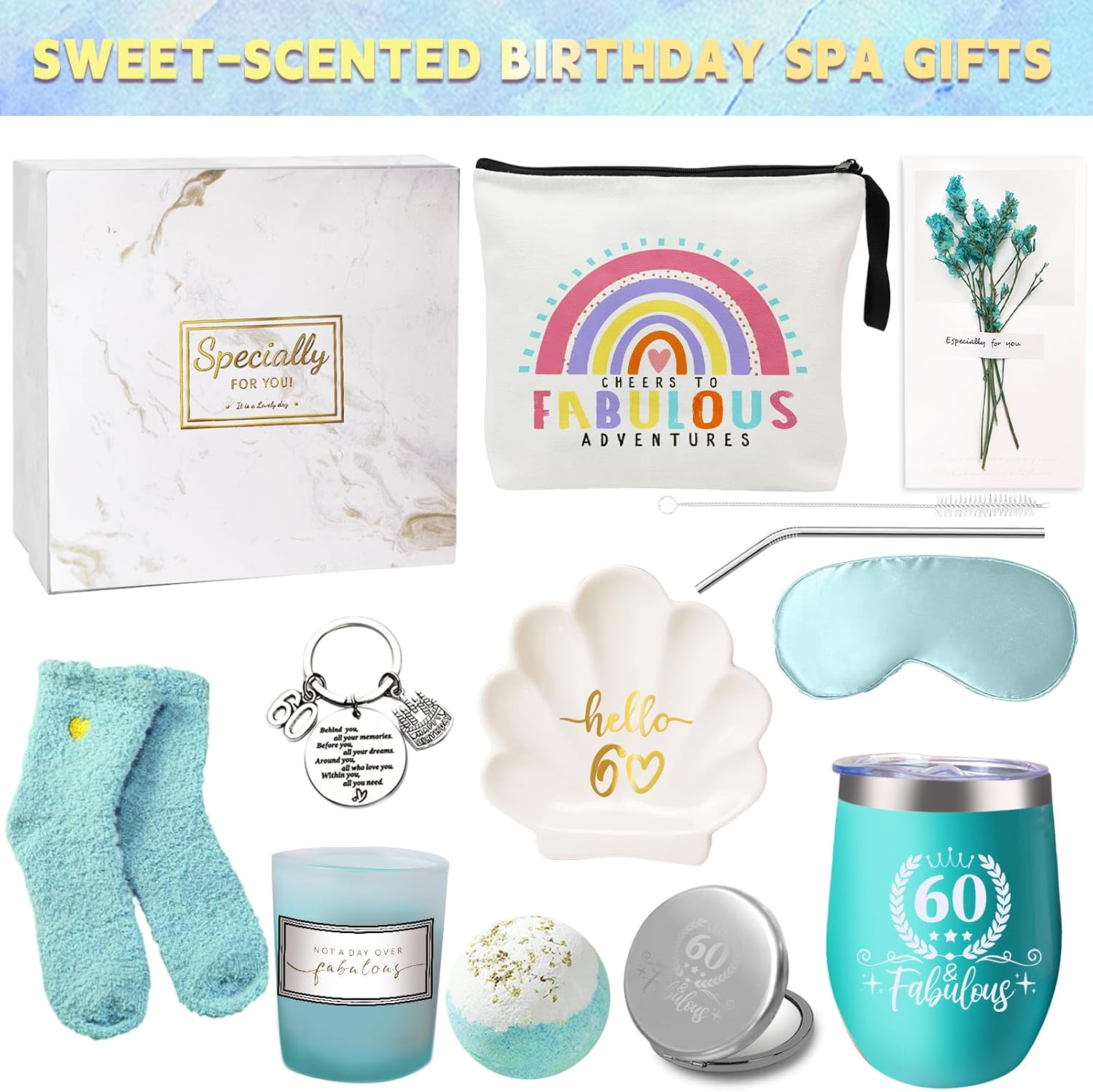 60Th Birthday Gift Women, Gifts for 60Th Birthday Woman, Birthday Gifts Ideas, 60 Year Old Hamper Set for Women, Sister, Wife, Aunt, Coworker, Daughter - 30Th Birthday Gift For Girl image number 3